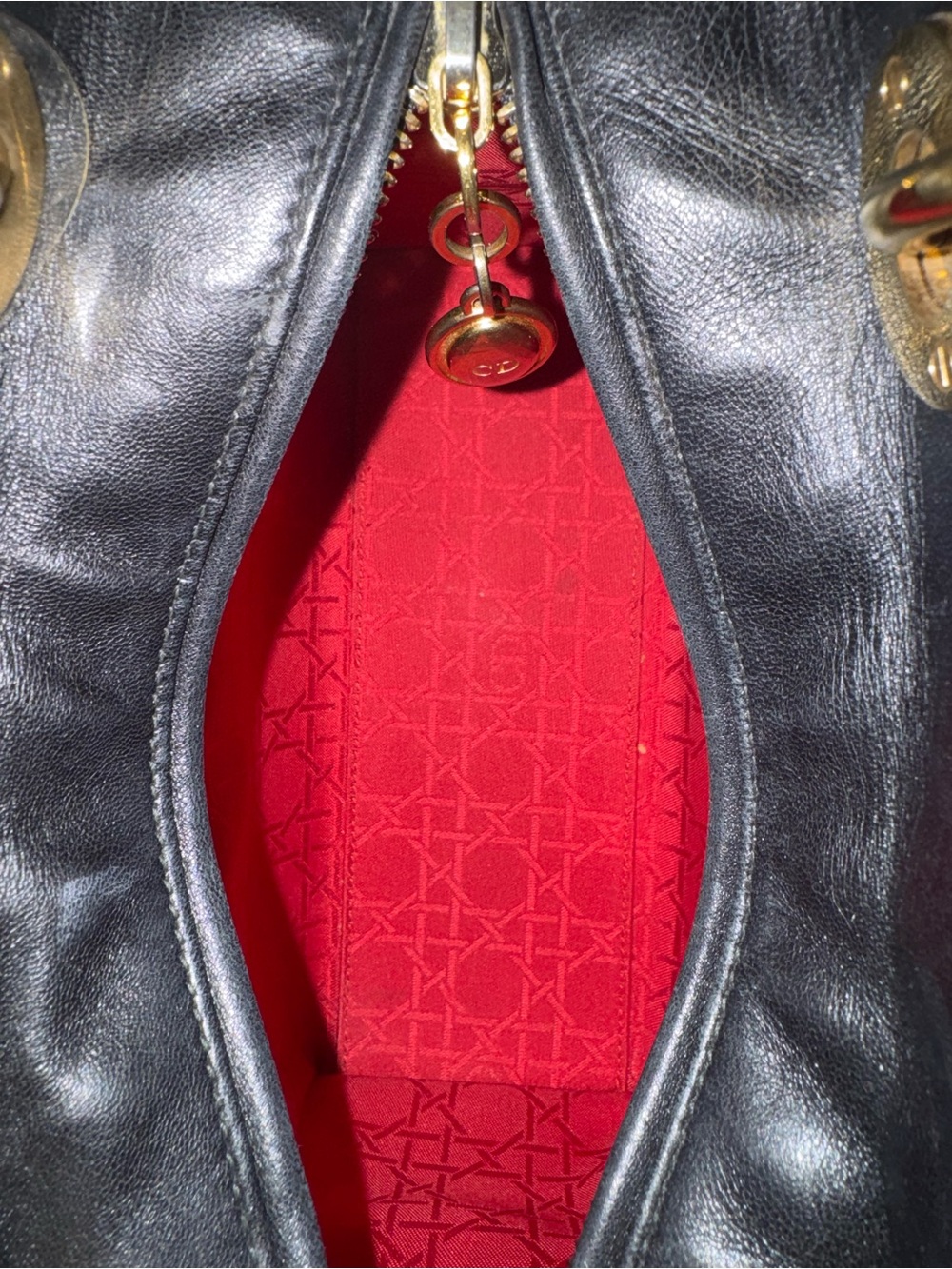 Dior Black Quilted Lady Dior Satchel with Gold Charms - Picture 10 of 11